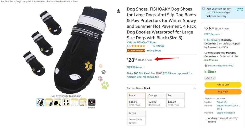 Product page on Amazon