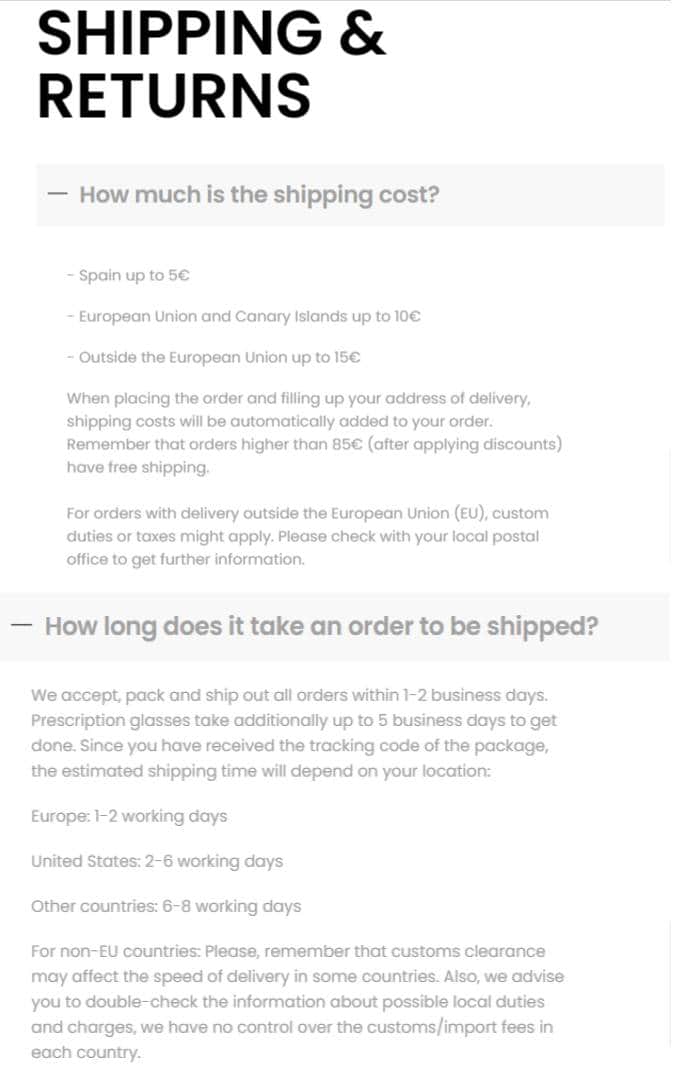 Barner shipping policy