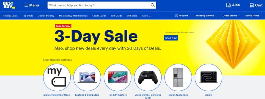 BestBuy homepage