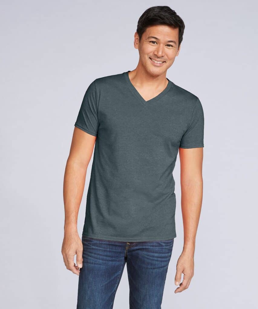 V neck shirt on a man