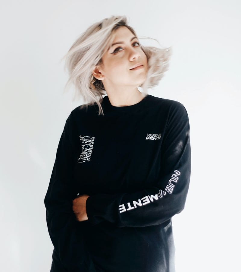 A long sleeve shirt on a woman