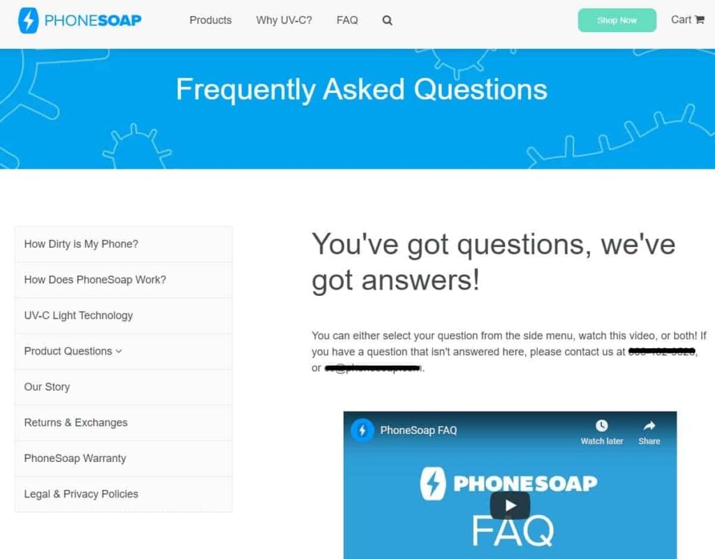 Ecommerce FAQ page example: PhoneSoap