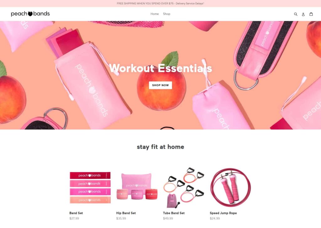 Example of a branded dropshipping store - PeachBands