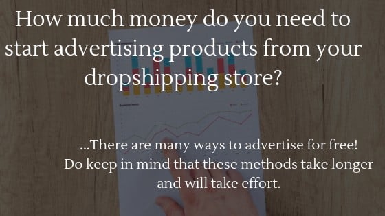 Can you start dropshipping without money in 2024: How much money do you need to start advertising products from your dropshipping store?