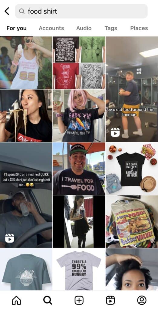 Instagram food shirt trends