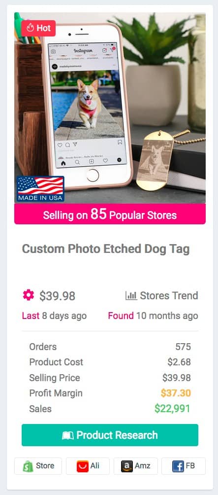 Pet Niche Dropshipping Product Examples: Custom dog photo tag