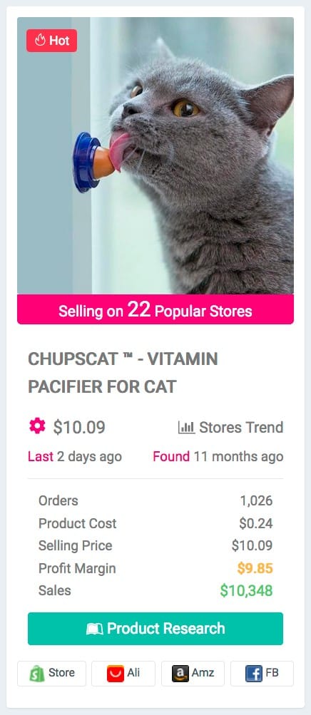 Pet Niche Dropshipping Product Examples: Vitamin pacifier for cats