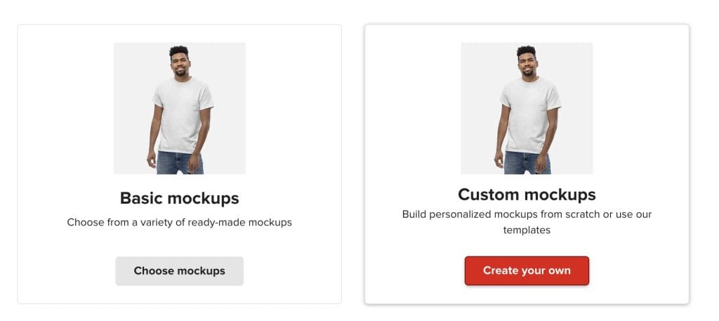 Printful custom mock up options