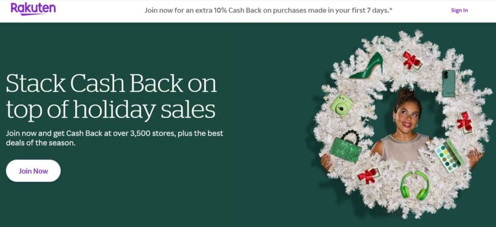 Rakuten homepage