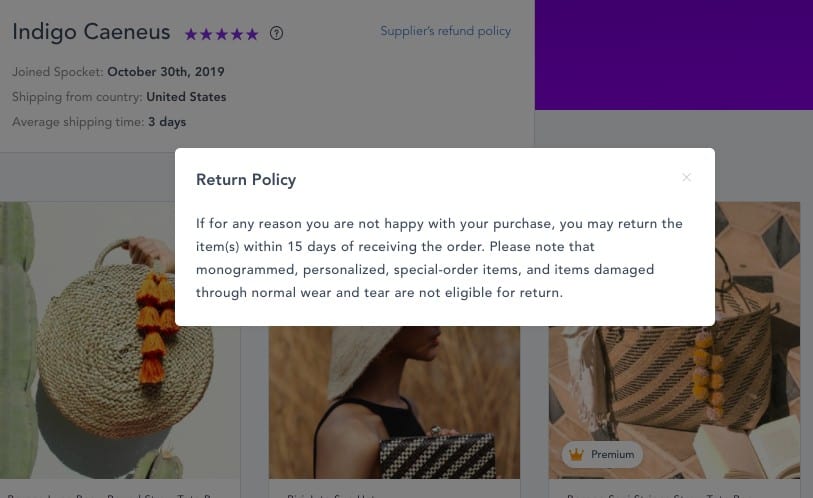 Spocket return policy