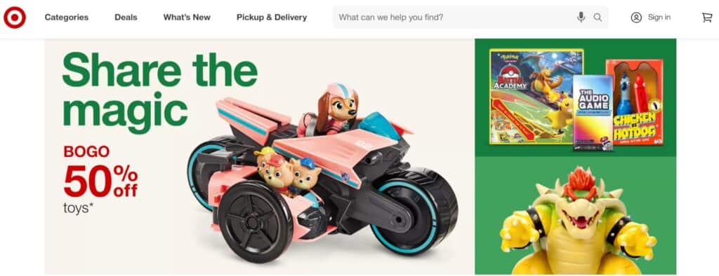 Target homepage